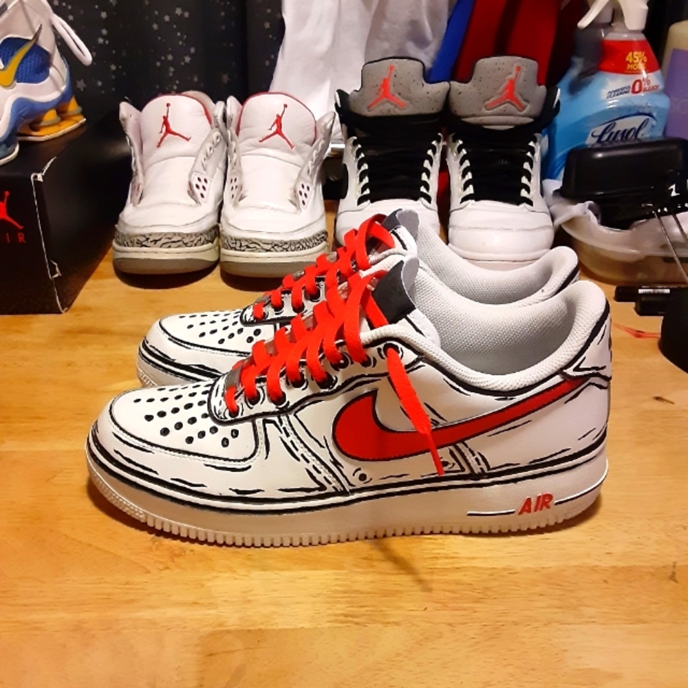 Men's Size-10 CUSTOM Air force 1 '07 Cartoon Af1